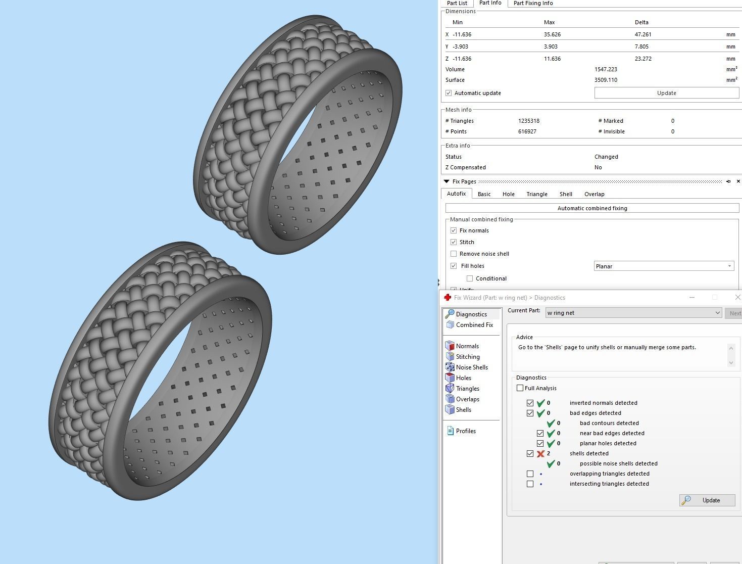 Dense mesh ring 3D print model_3