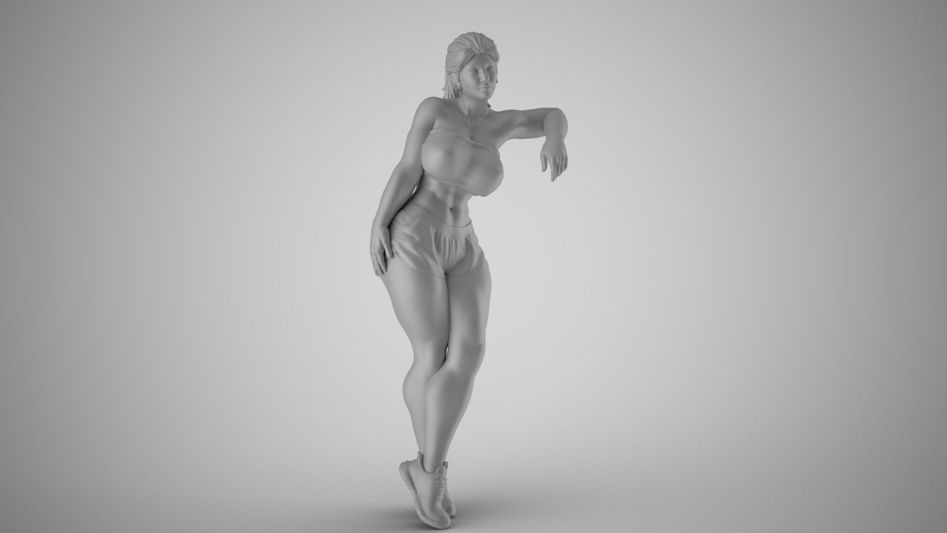 Girl Leaning on Shelf 3D print model_1