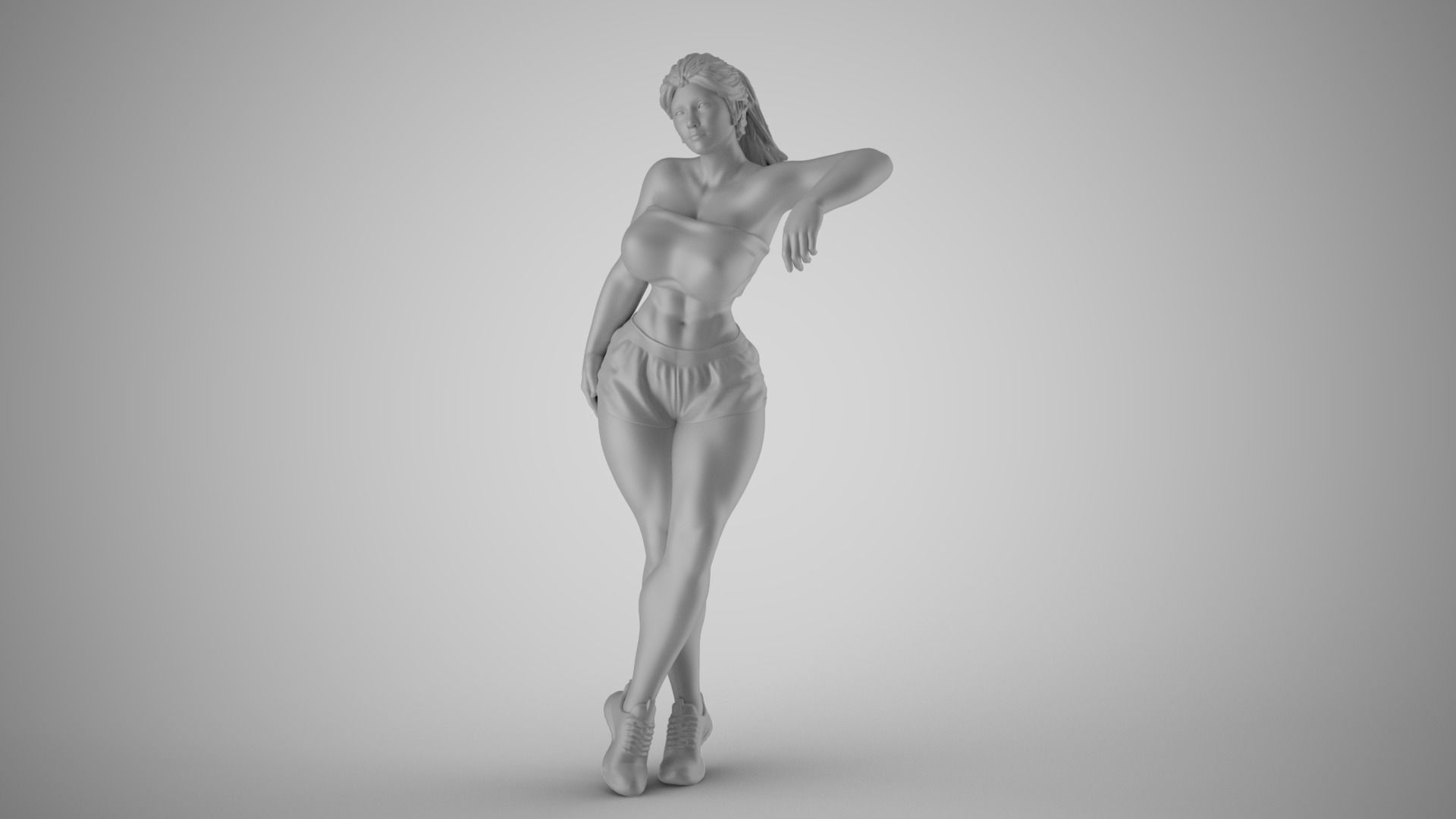 Girl Leaning on Shelf 3D print model_2