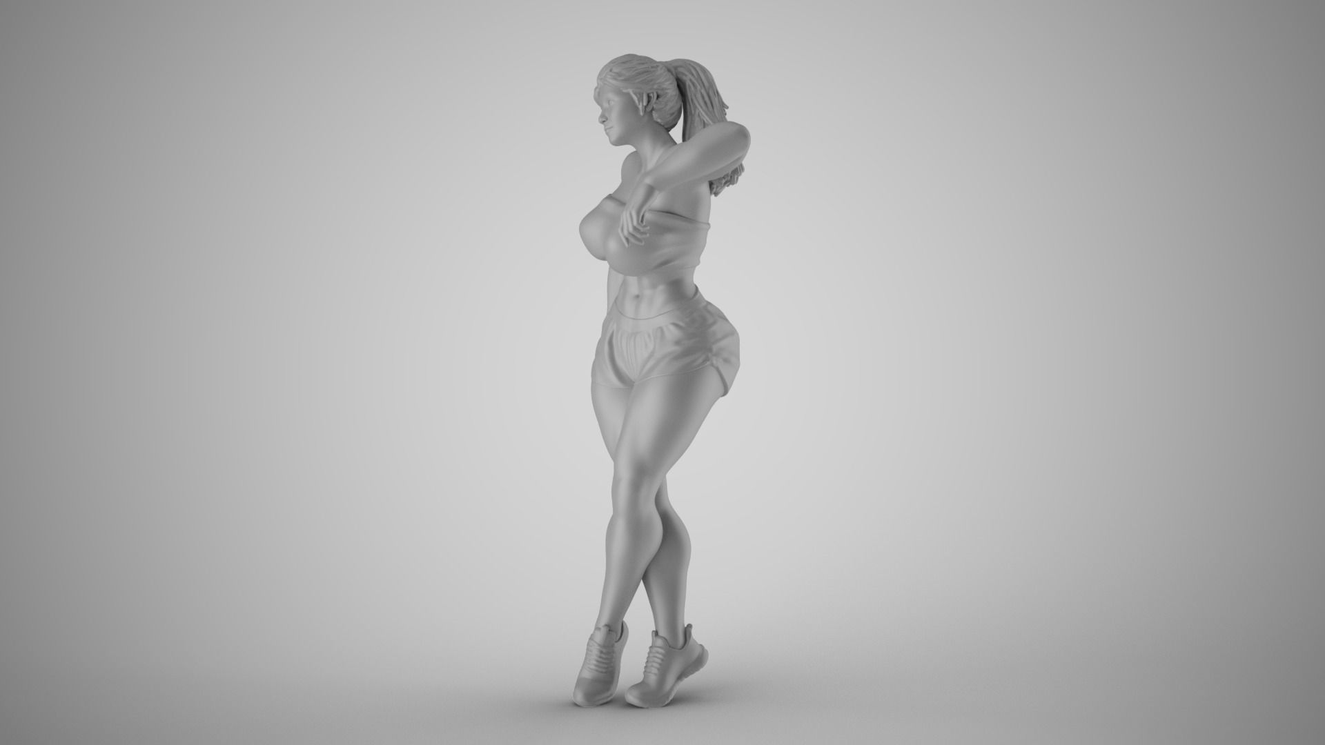 Girl Leaning on Shelf 3D print model_3