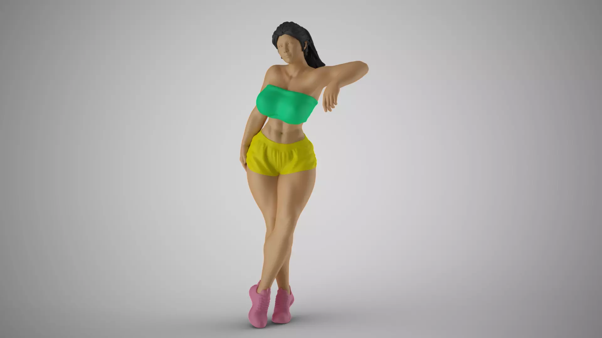 Girl Leaning on Shelf 3D print model_0
