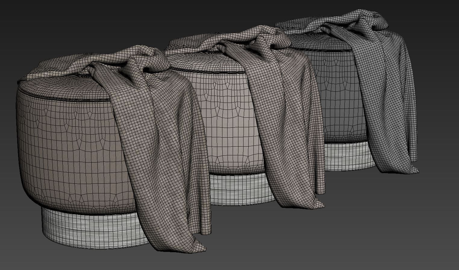 Avalon Ottoman Persimmon Velvet by Arteriors Home 3D model_11