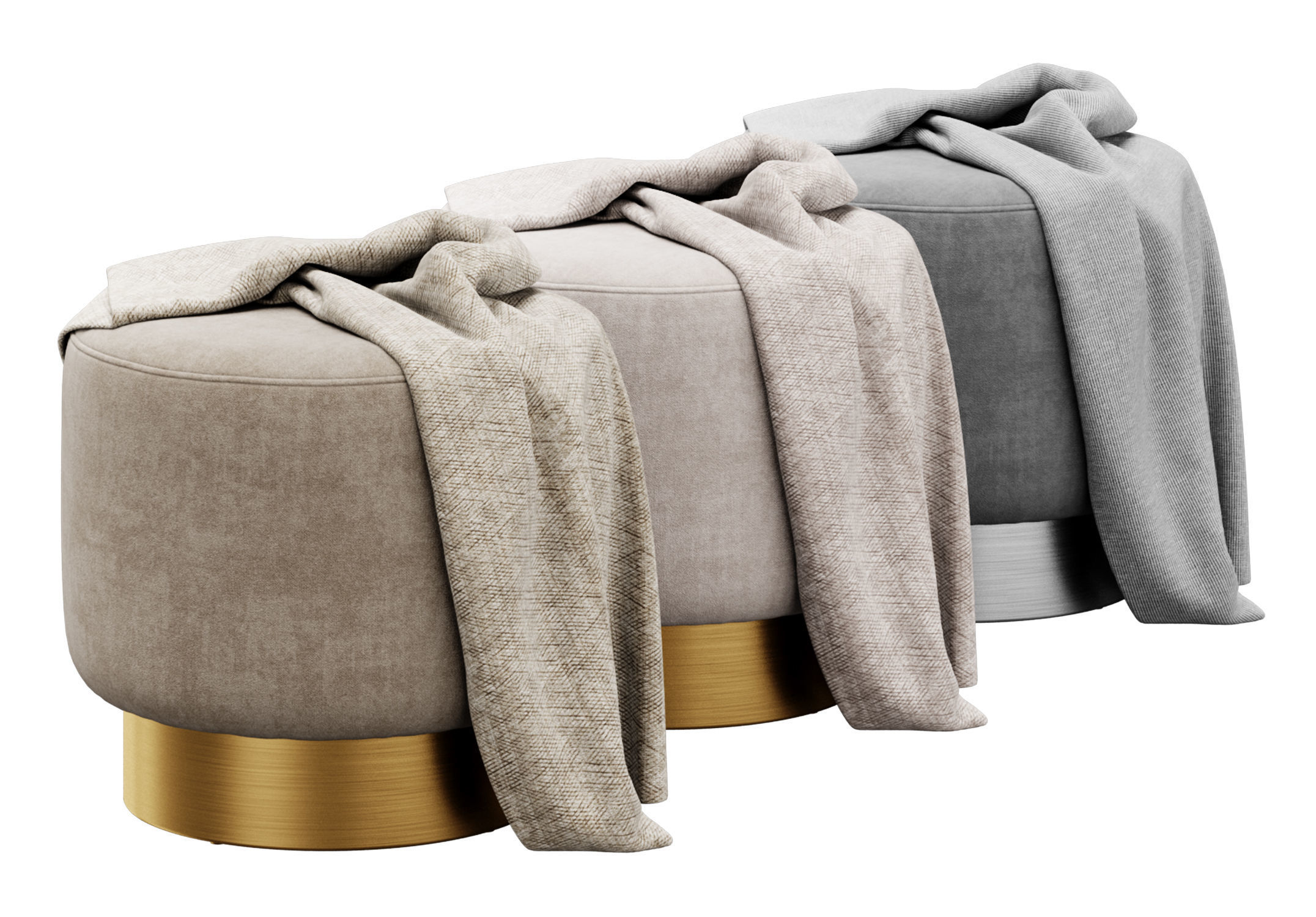 Avalon Ottoman Persimmon Velvet by Arteriors Home 3D model_8