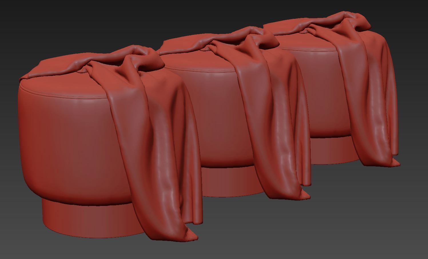 Avalon Ottoman Persimmon Velvet by Arteriors Home 3D model_12