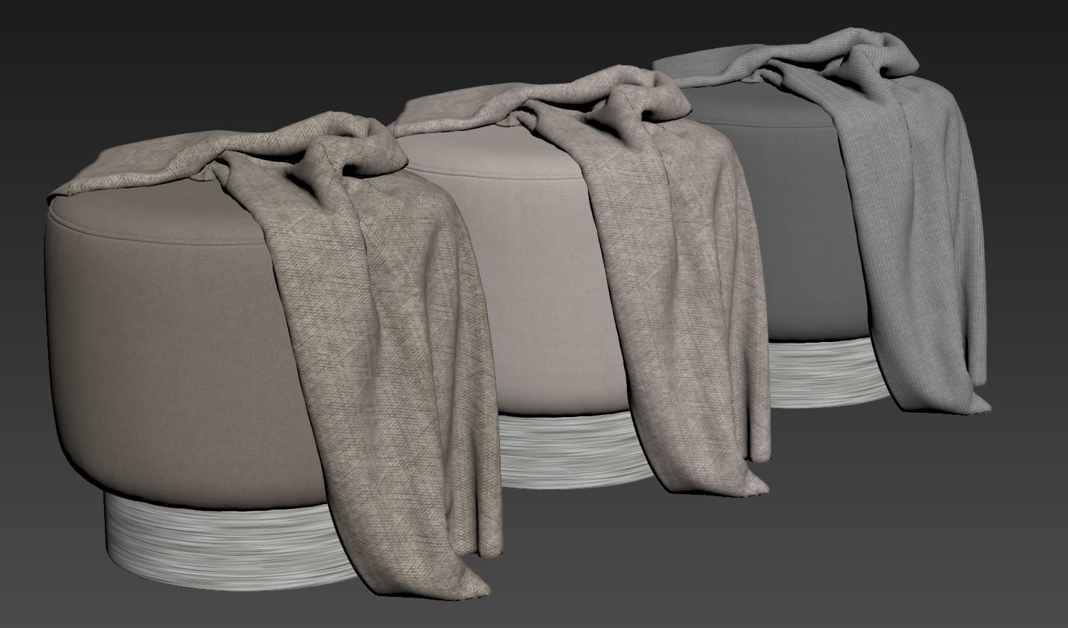 Avalon Ottoman Persimmon Velvet by Arteriors Home 3D model_10