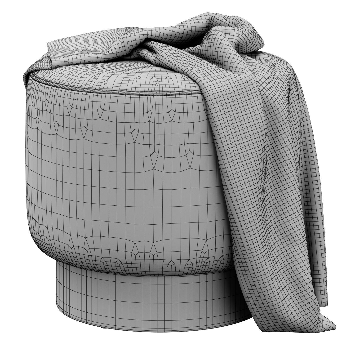 Avalon Ottoman Persimmon Velvet by Arteriors Home 3D model_6