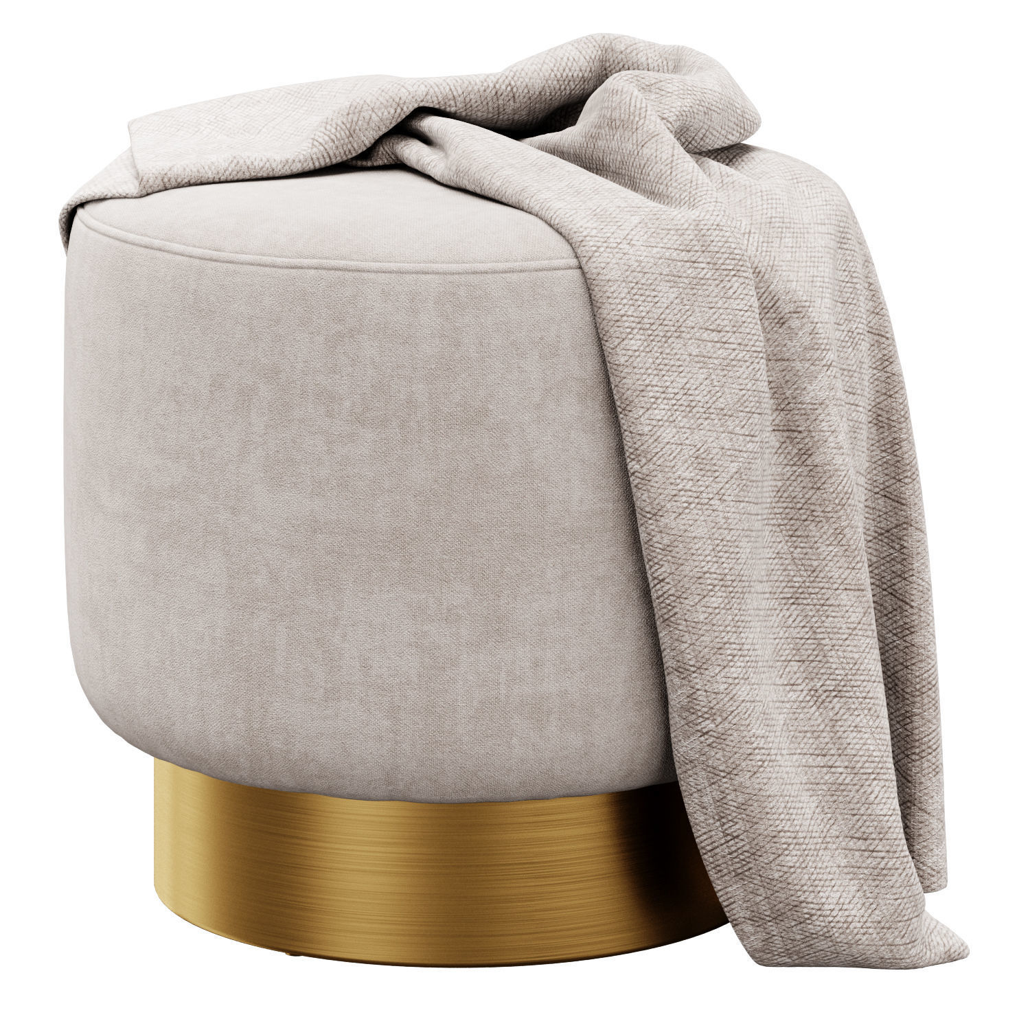 Avalon Ottoman Persimmon Velvet by Arteriors Home 3D model_4