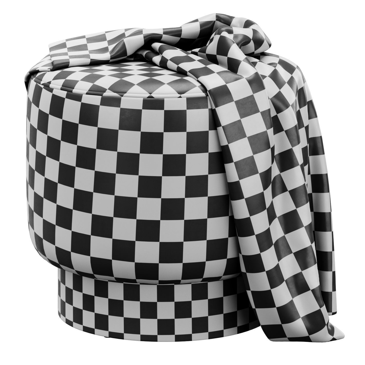 Avalon Ottoman Persimmon Velvet by Arteriors Home 3D model_7