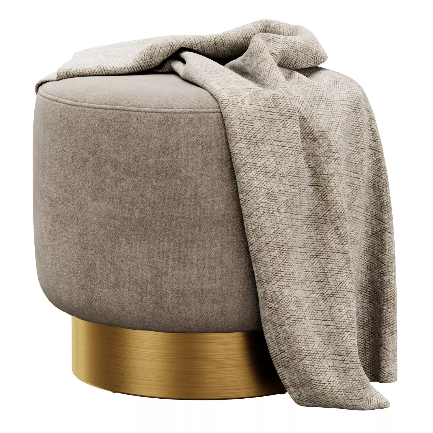 Avalon Ottoman Persimmon Velvet by Arteriors Home 3D model_0