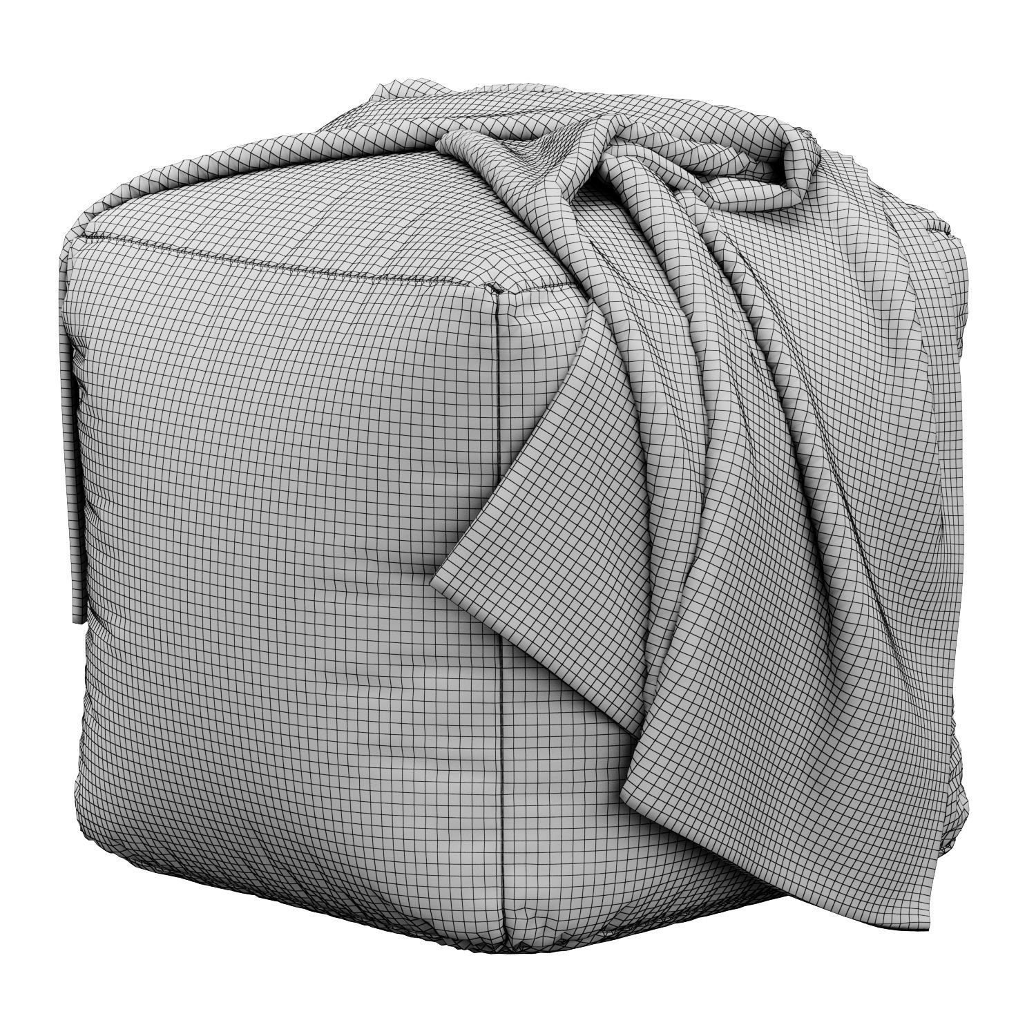 Moroccan Leather and fabric pouf 3D model_5