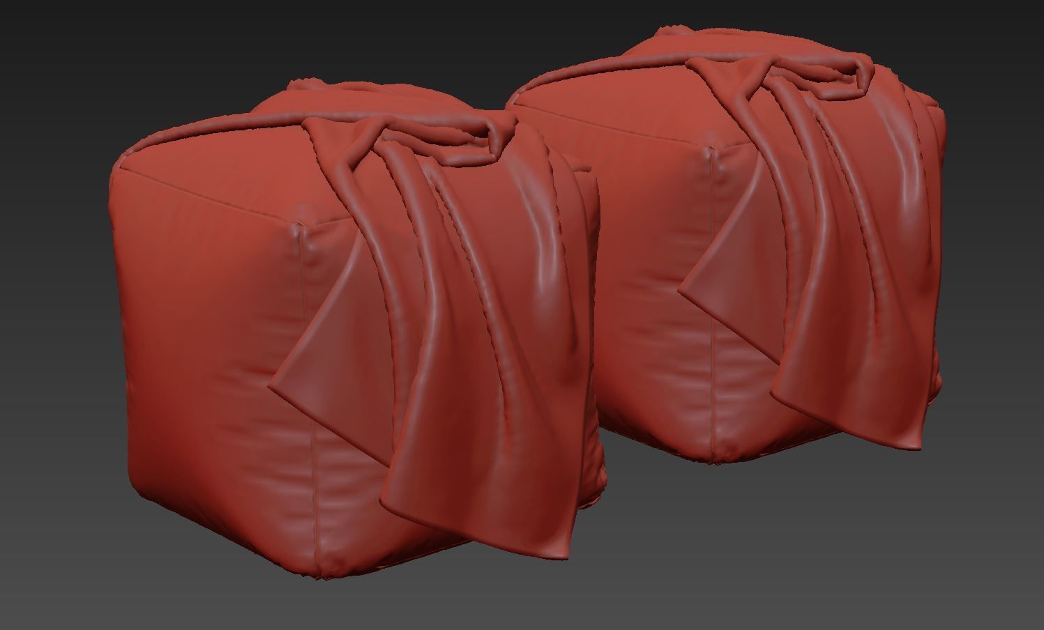 Moroccan Leather and fabric pouf 3D model_9