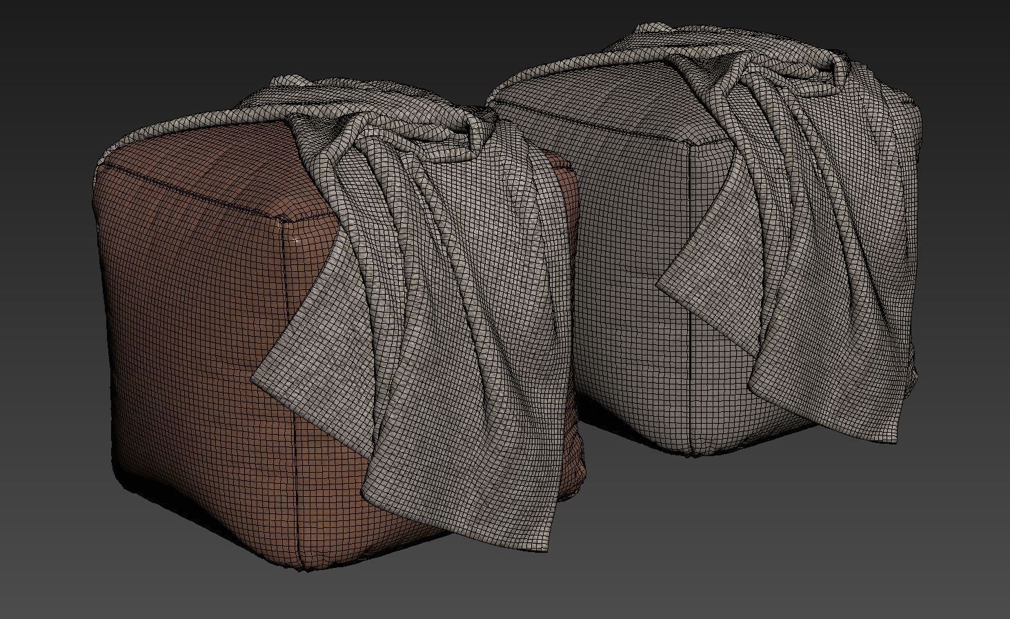 Moroccan Leather and fabric pouf 3D model_8