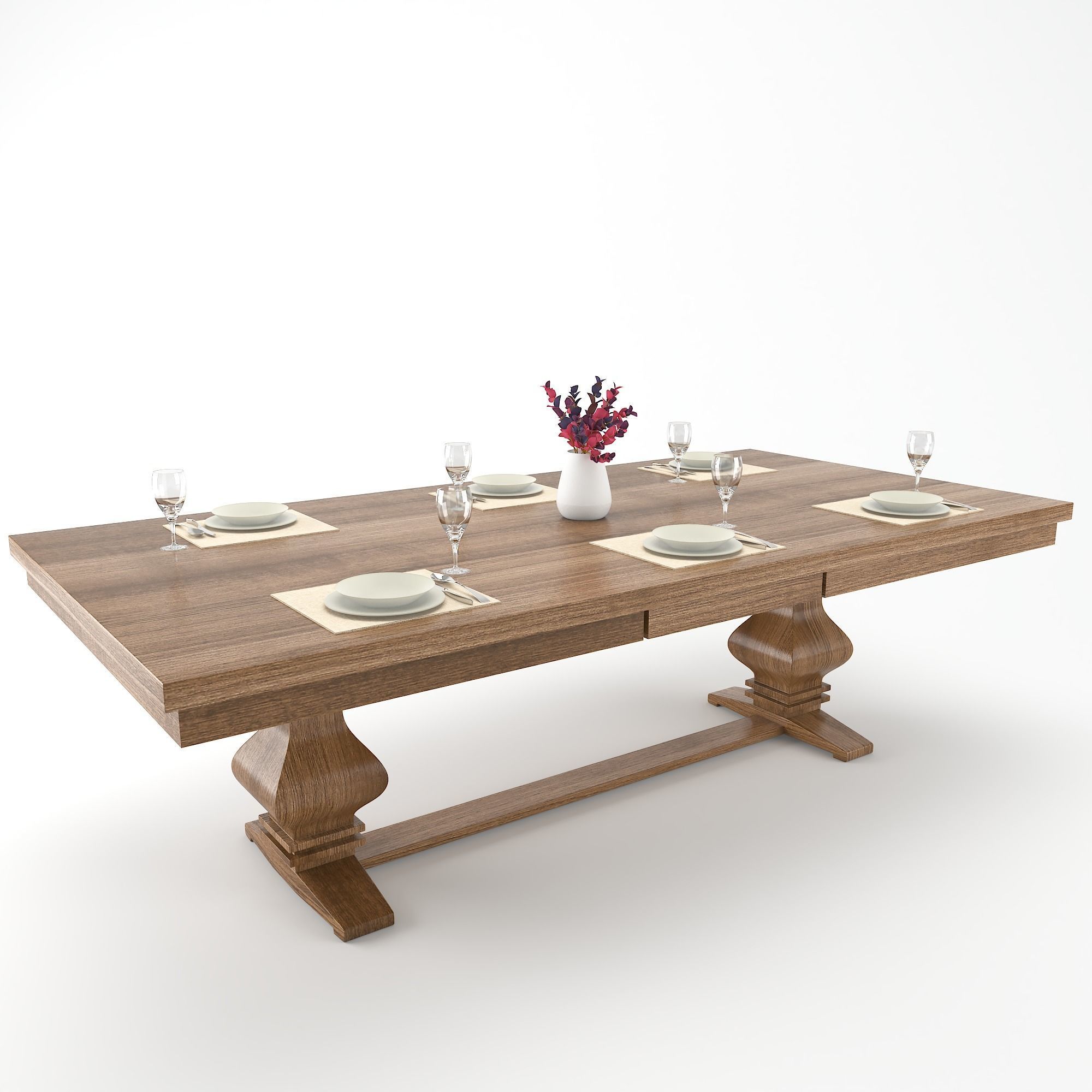 Dining Table Set 3D model_3