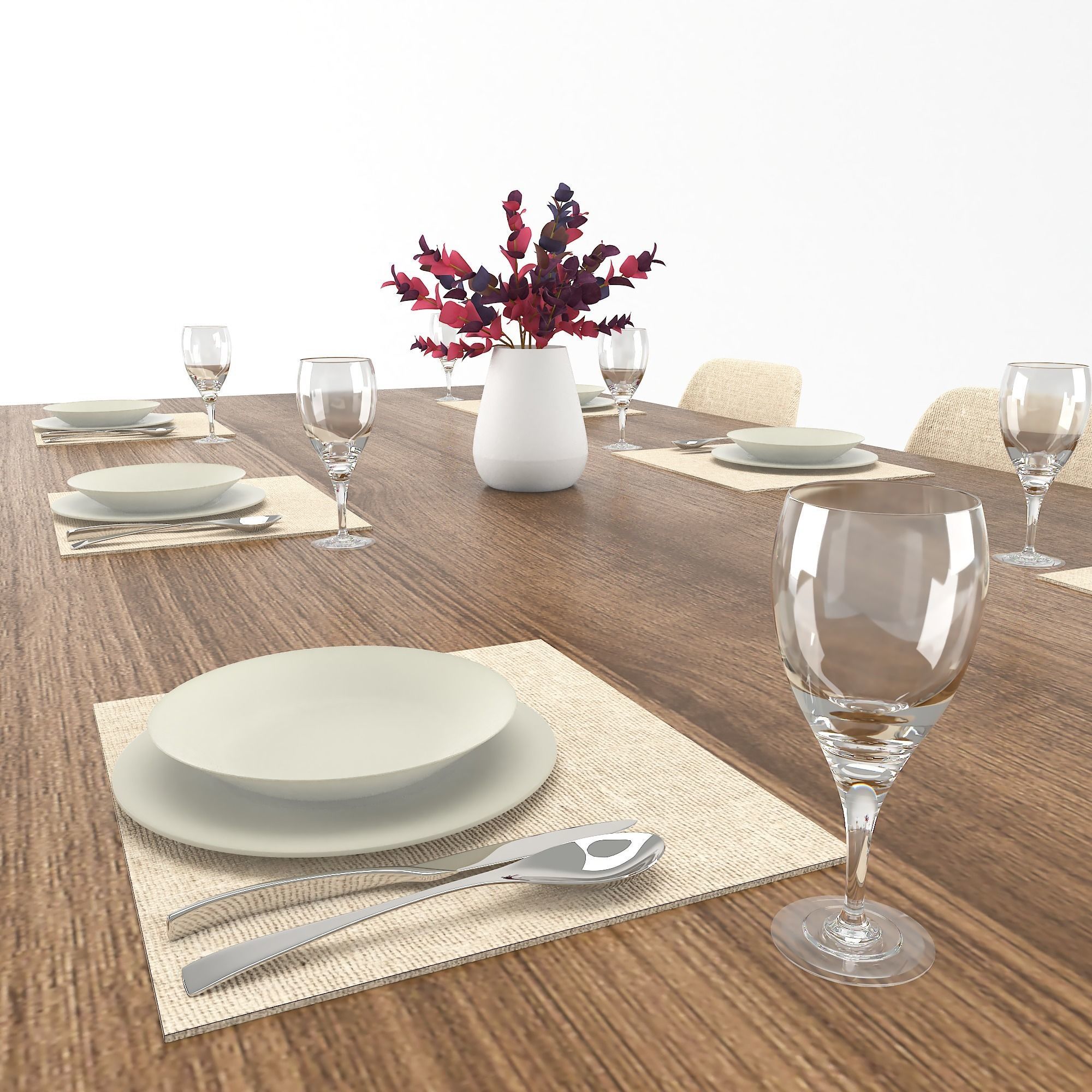 Dining Table Set 3D model_4