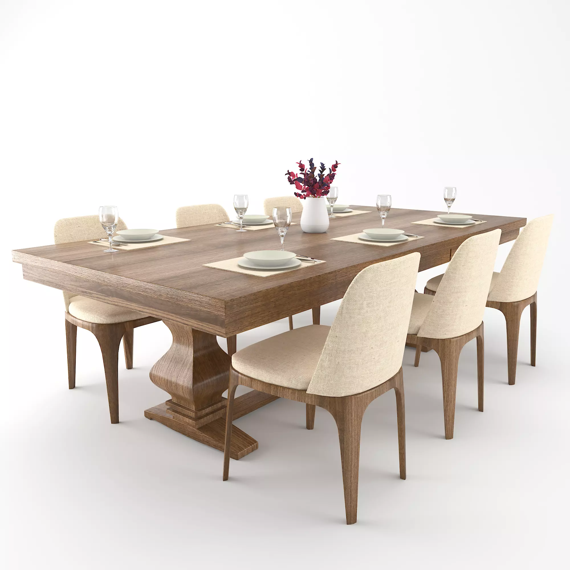 Dining Table Set 3D model_0