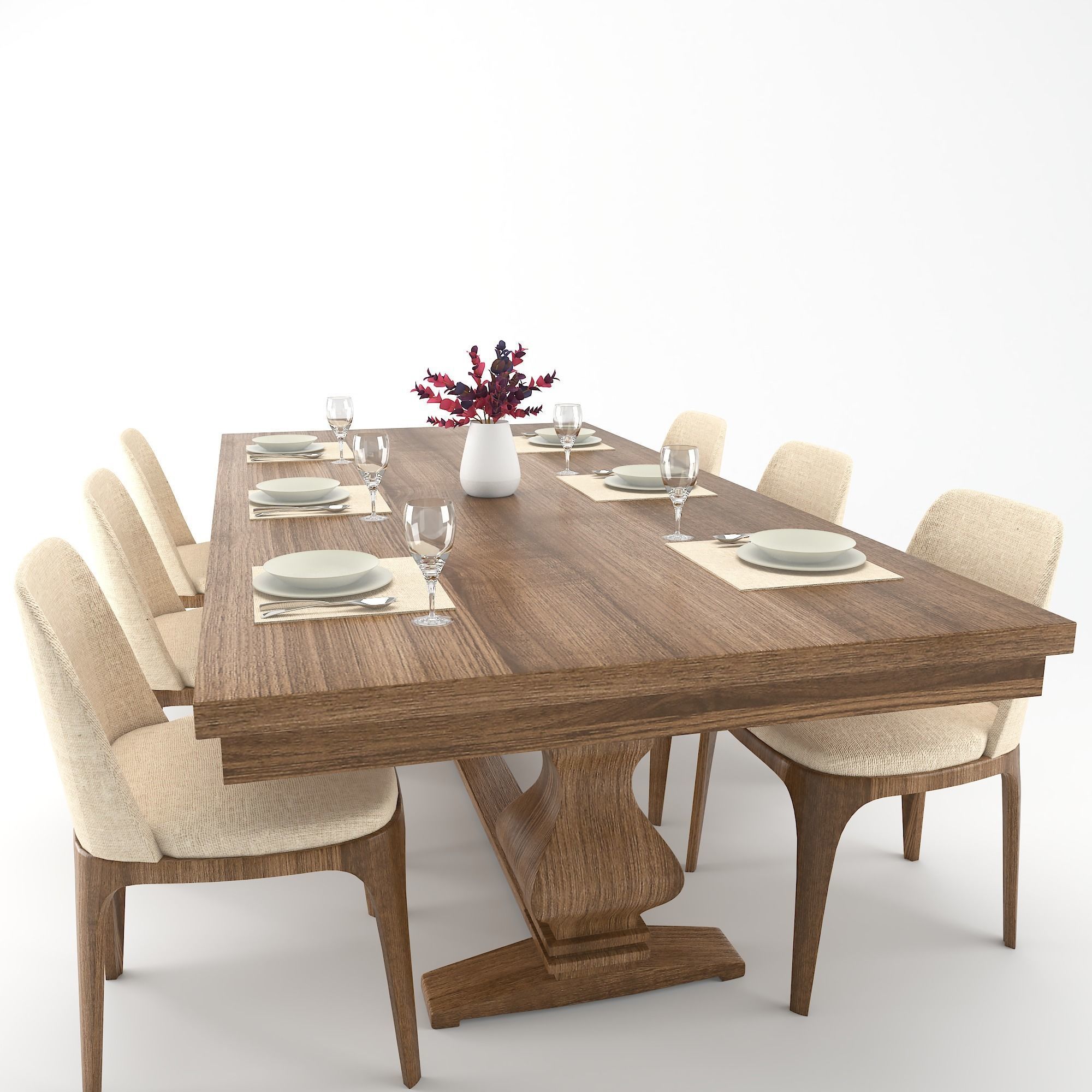 Dining Table Set 3D model_1