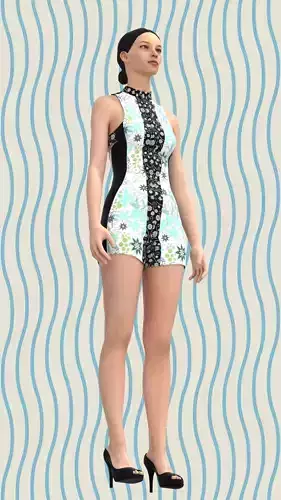 Ladies Summer Surfing Dress Low-poly 3D model