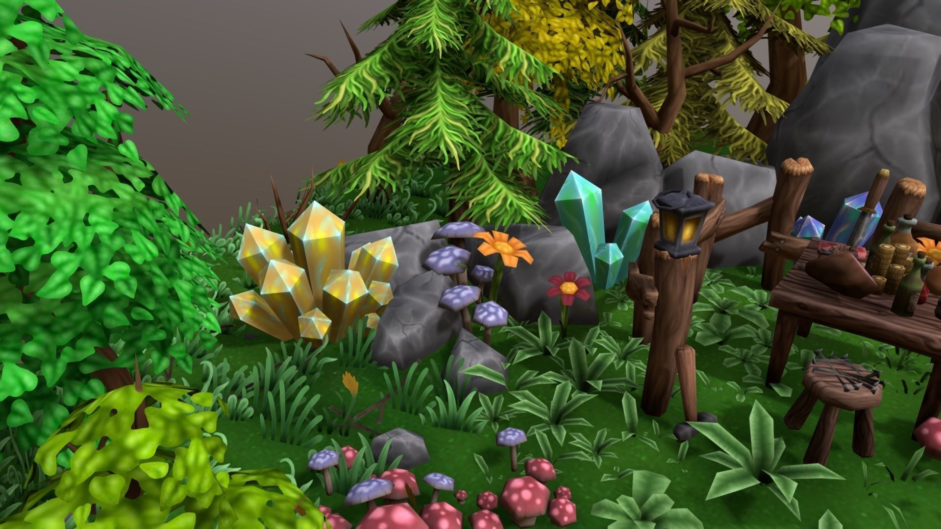 Forest Asset Bundle - hand painted Low-poly 3D model_11