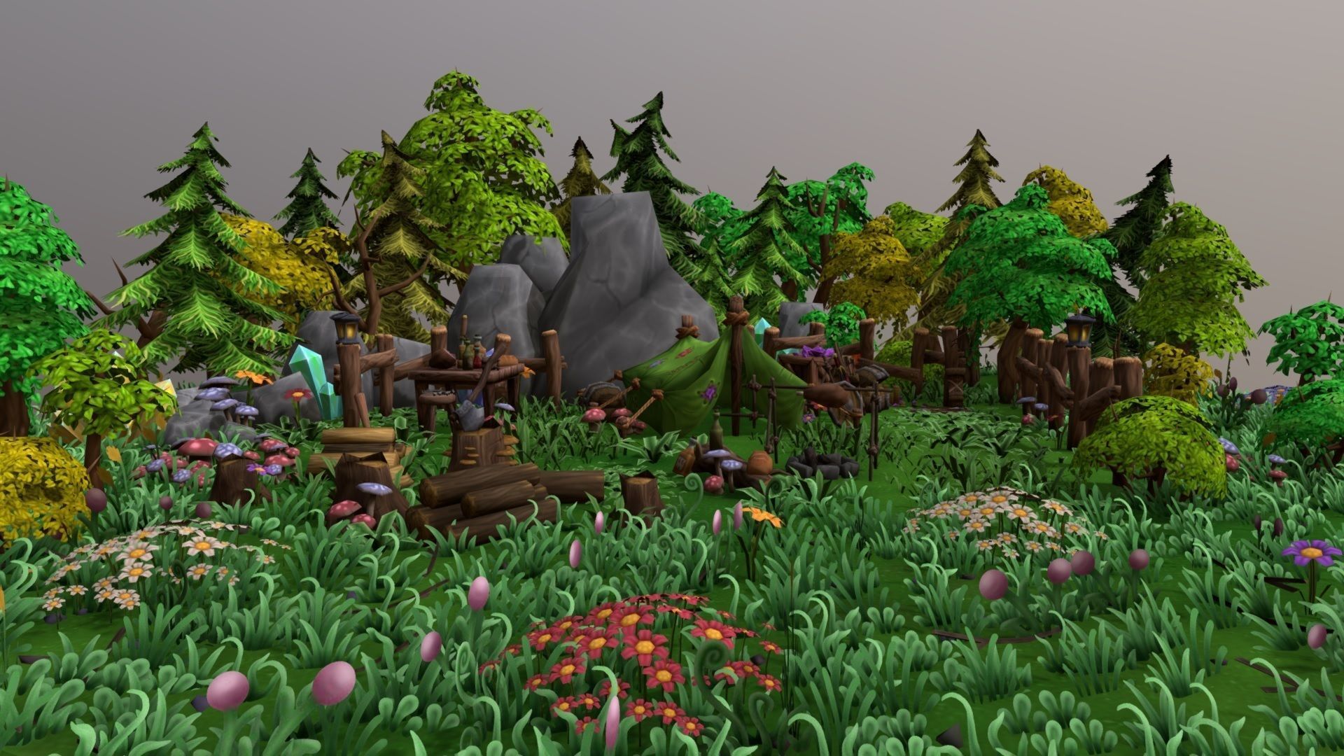 Forest Asset Bundle - hand painted Low-poly 3D model_10