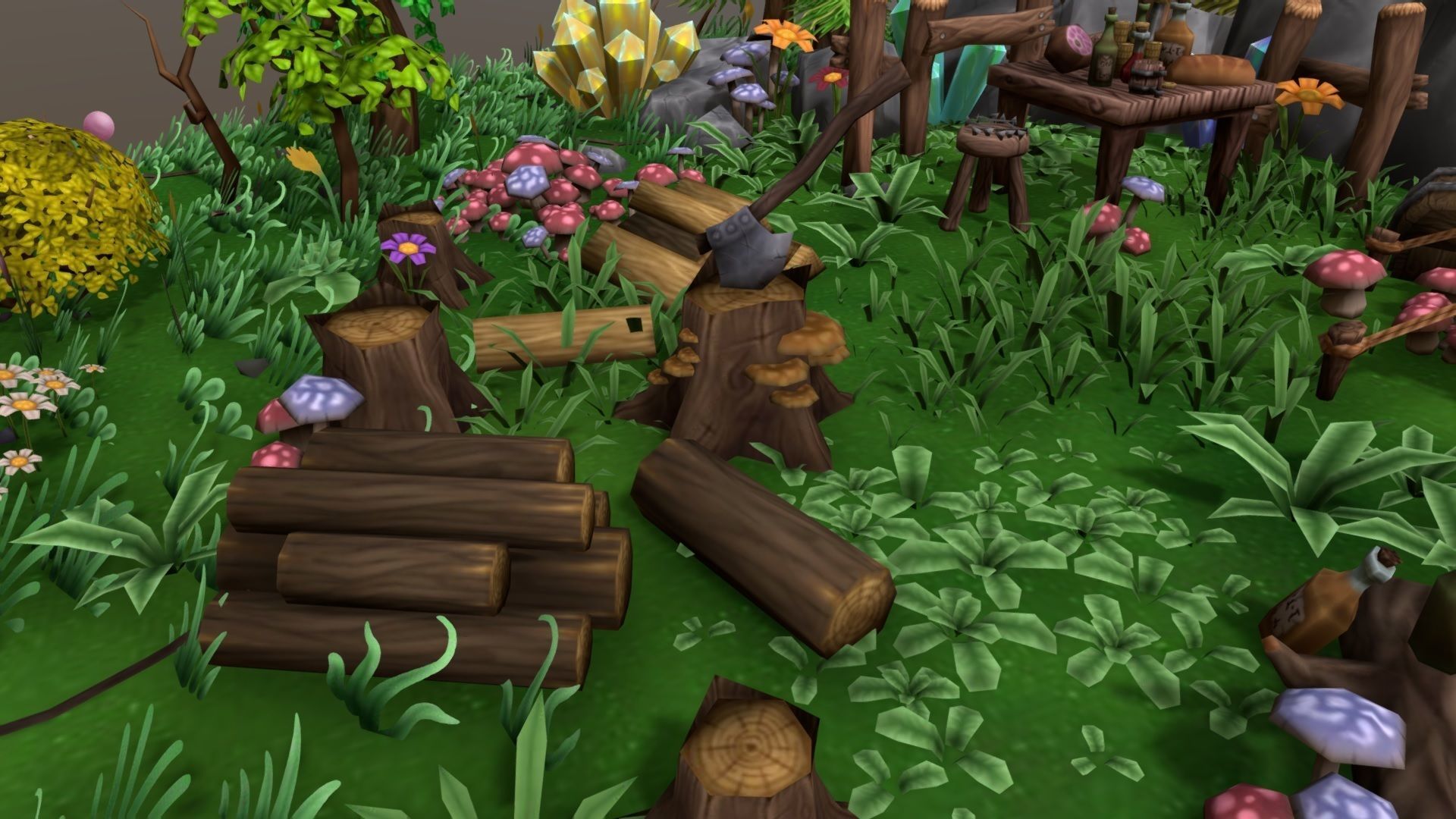 Forest Asset Bundle - hand painted Low-poly 3D model_6