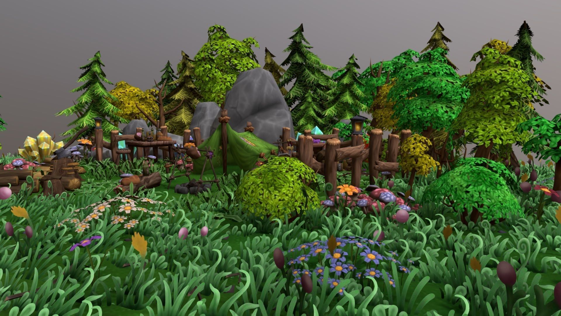 Forest Asset Bundle - hand painted Low-poly 3D model_15