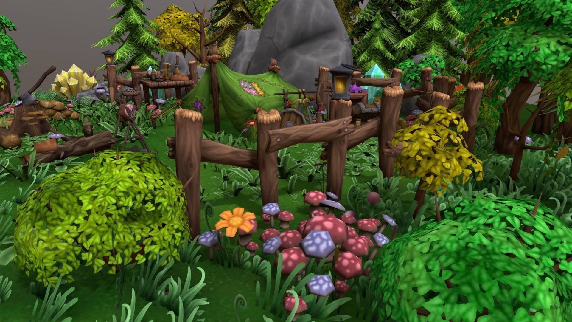 Forest Asset Bundle - hand painted Low-poly 3D model_13