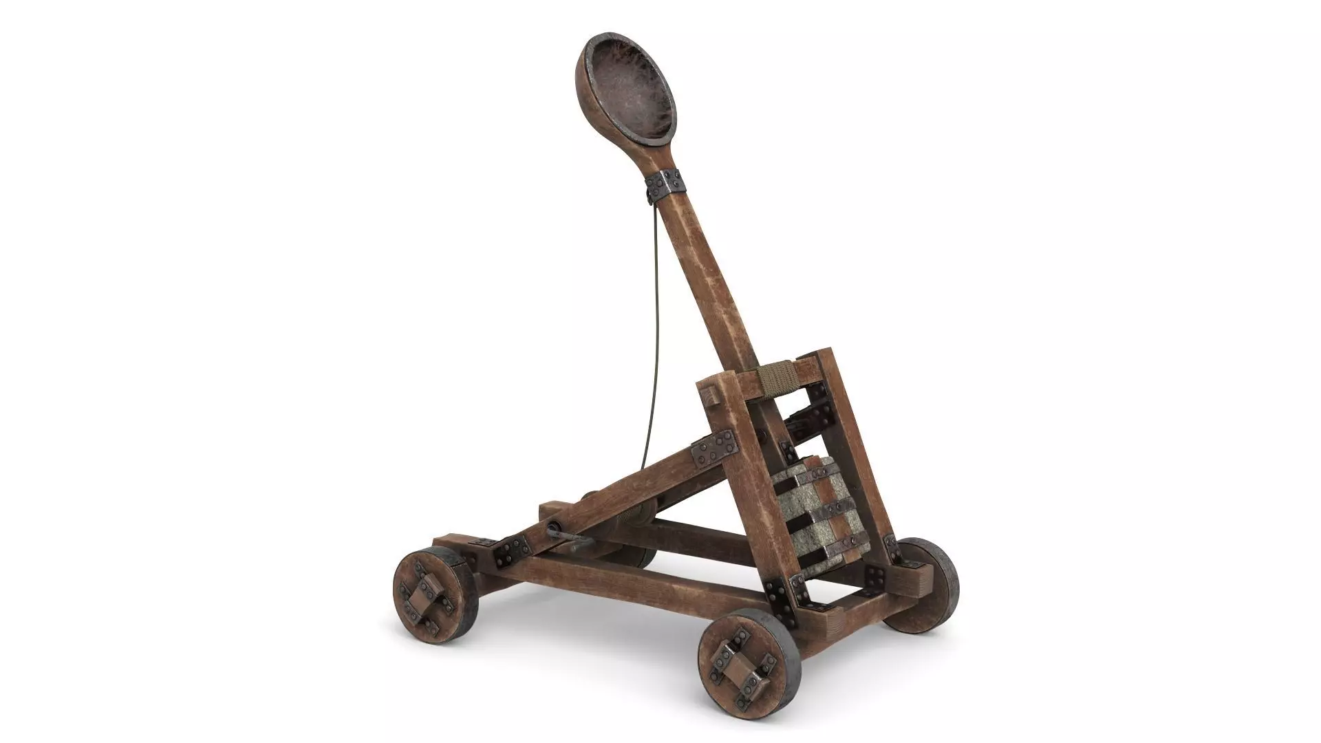 Medieval Wooden Catapult 3D model