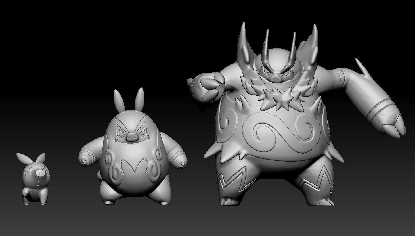 Pokemon Tepig Pignite Emboar 3D print model_1