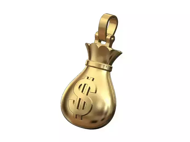 Money bag pendant with bail