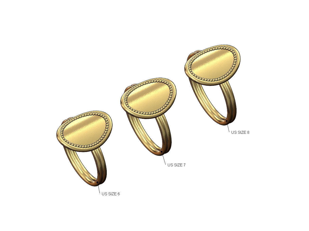 Beaded oval wire ring US sizes 6 7 8 3D print model_1