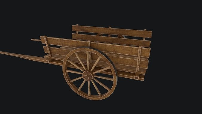 Old Wooden Cart Low-poly 3D model 6