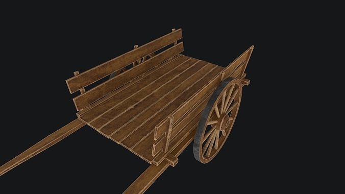 Old Wooden Cart Low-poly 3D model 7