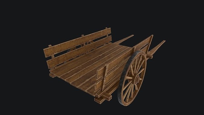Old Wooden Cart Low-poly 3D model 4