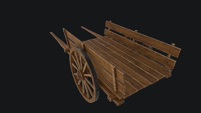 Old Wooden Cart Low-poly 3D model 5