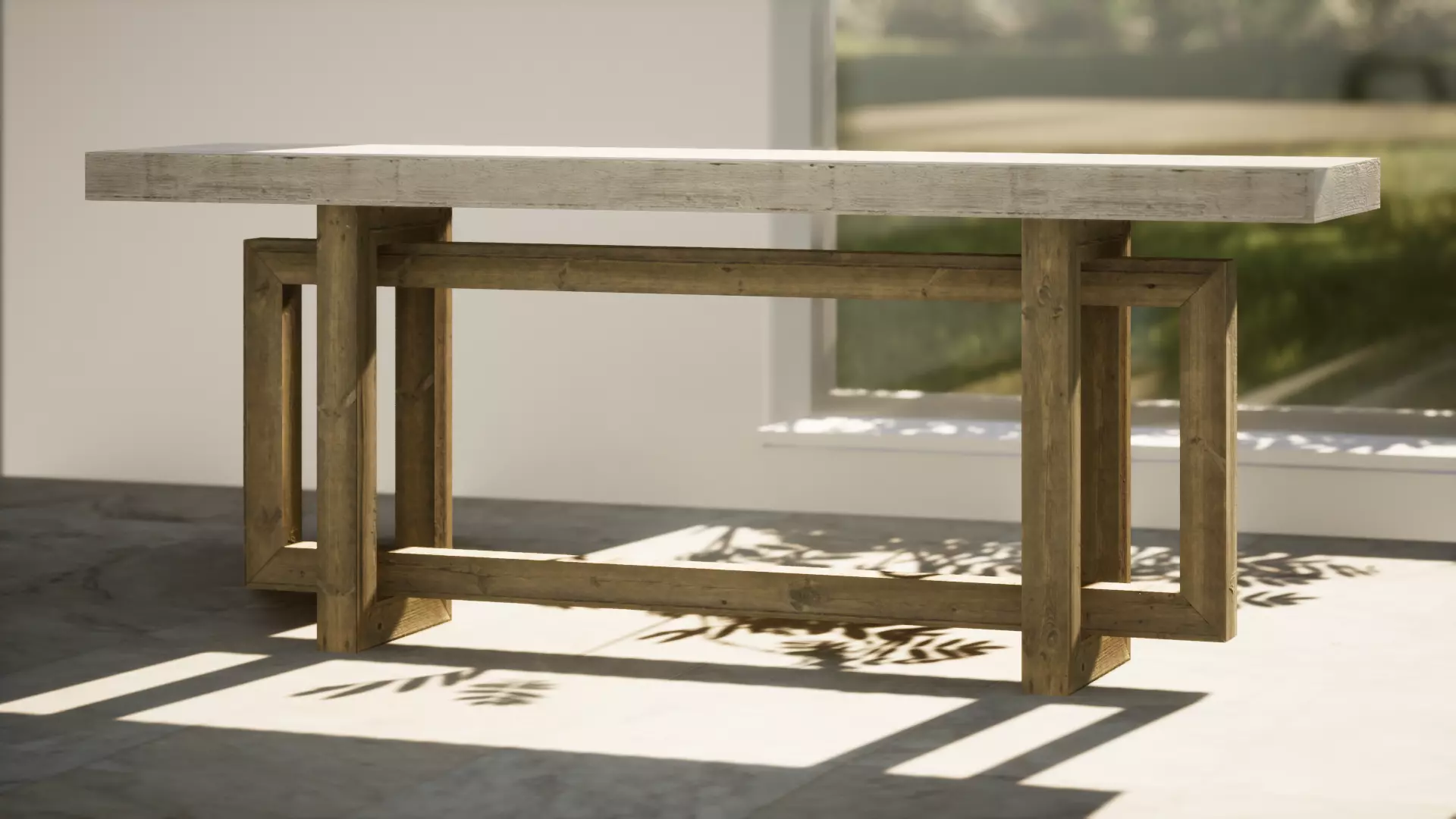 ConsoleTable03 console table made of wood and concrete 3D model_0