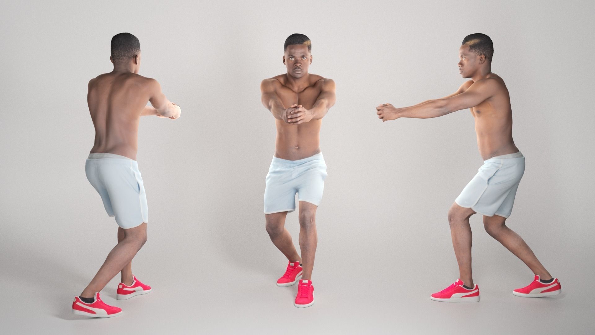 African guy playing volleyball 338 Low-poly 3D model_2