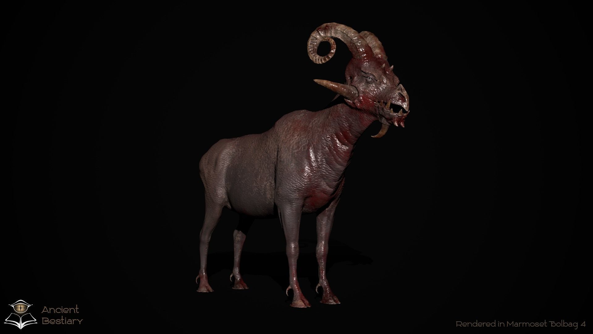 Fantasy Goat Low-poly 3D model_9