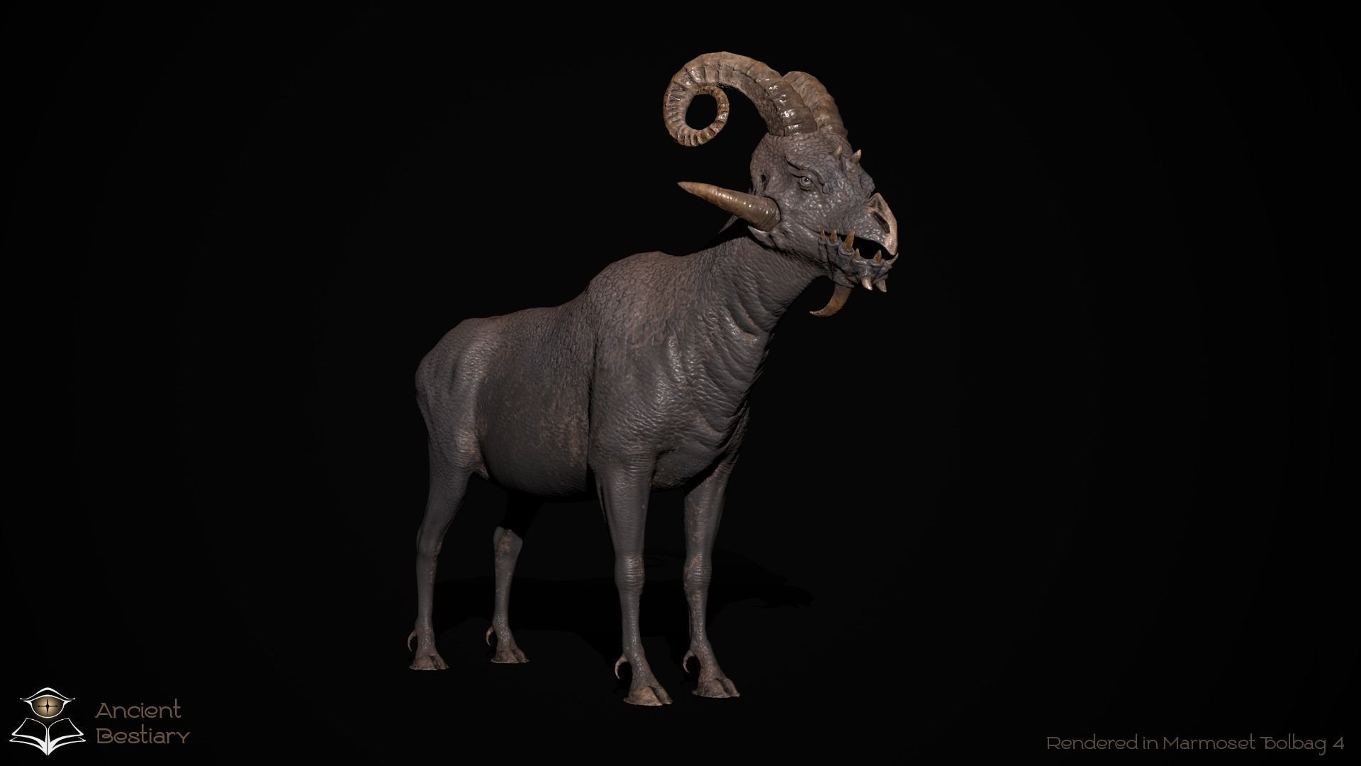 Fantasy Goat Low-poly 3D model_13