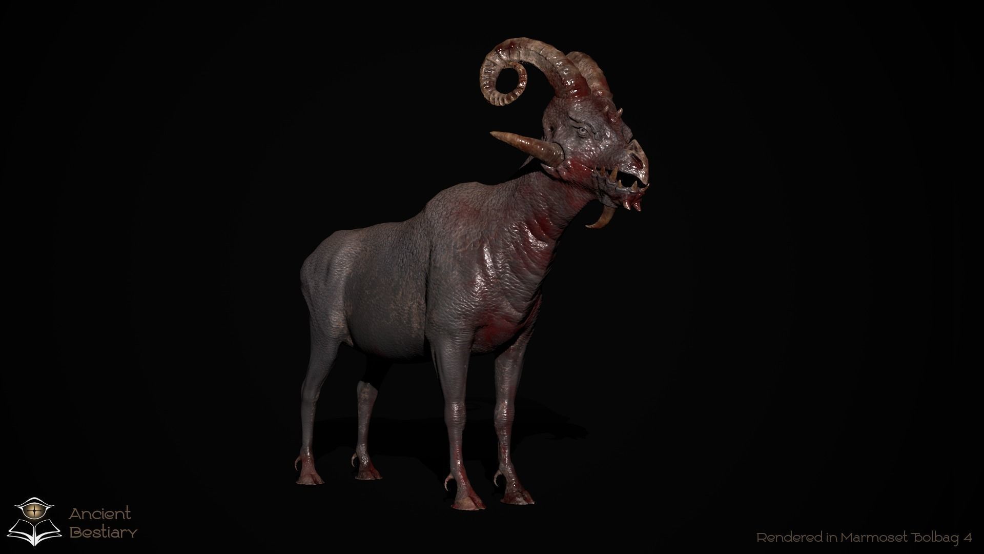 Fantasy Goat Low-poly 3D model_14