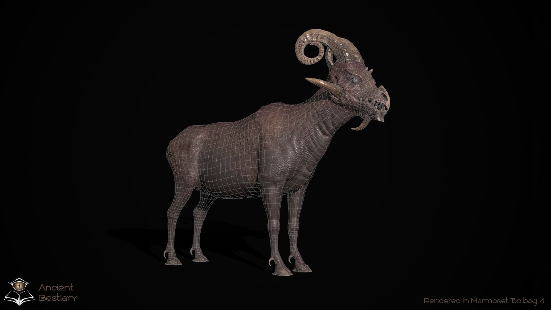 Fantasy Goat Low-poly 3D model_19