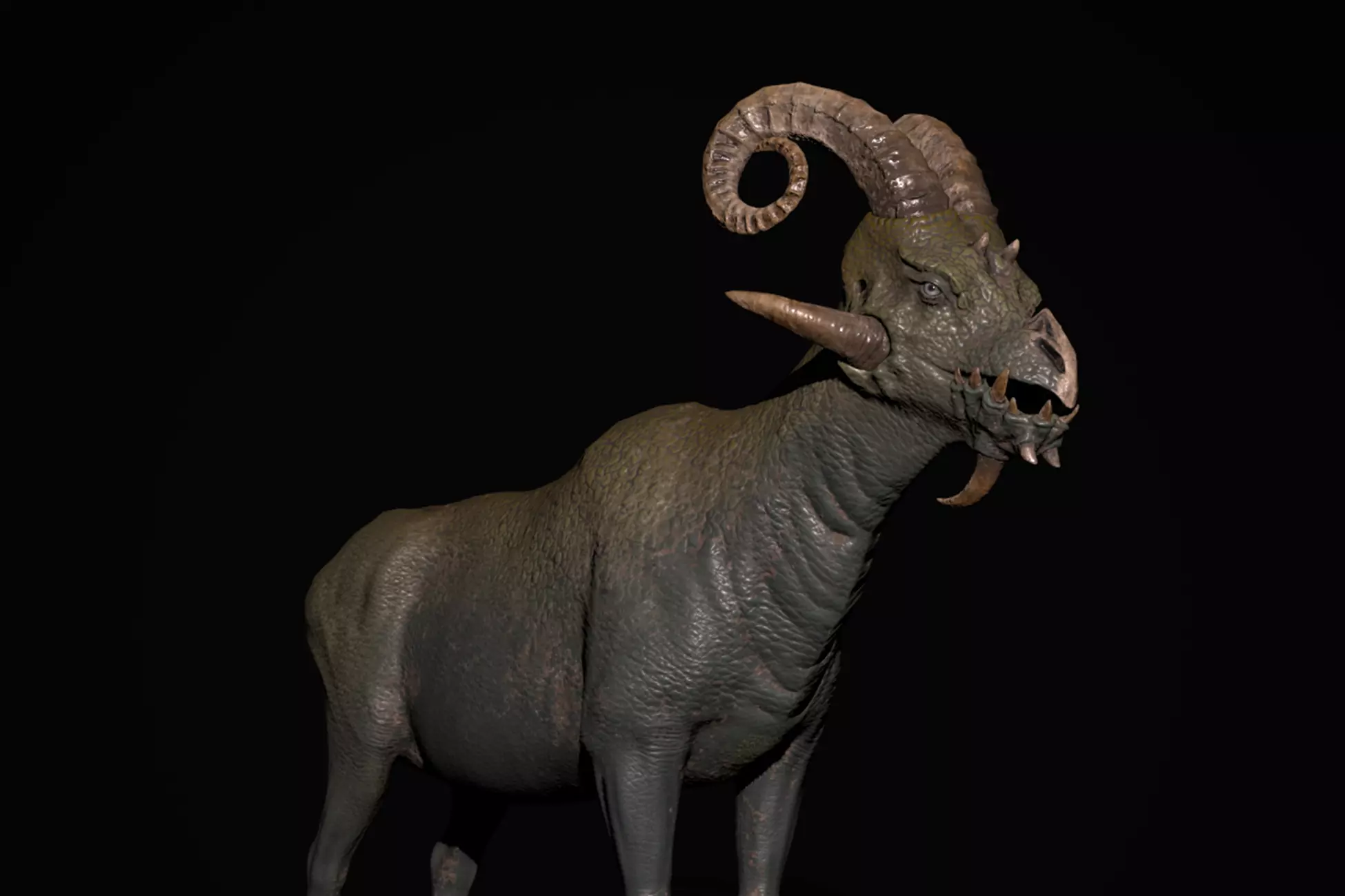 Fantasy Goat Low-poly 3D model_0