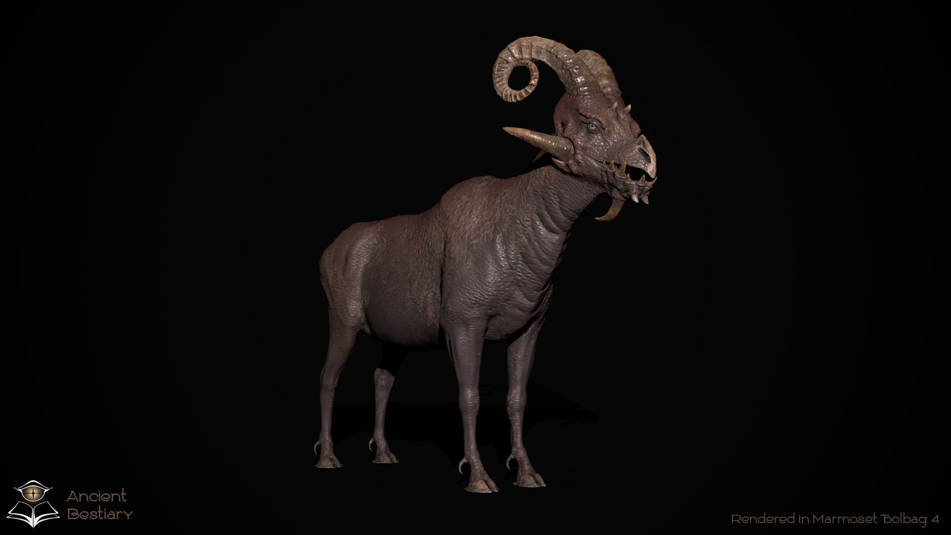 Fantasy Goat Low-poly 3D model_8