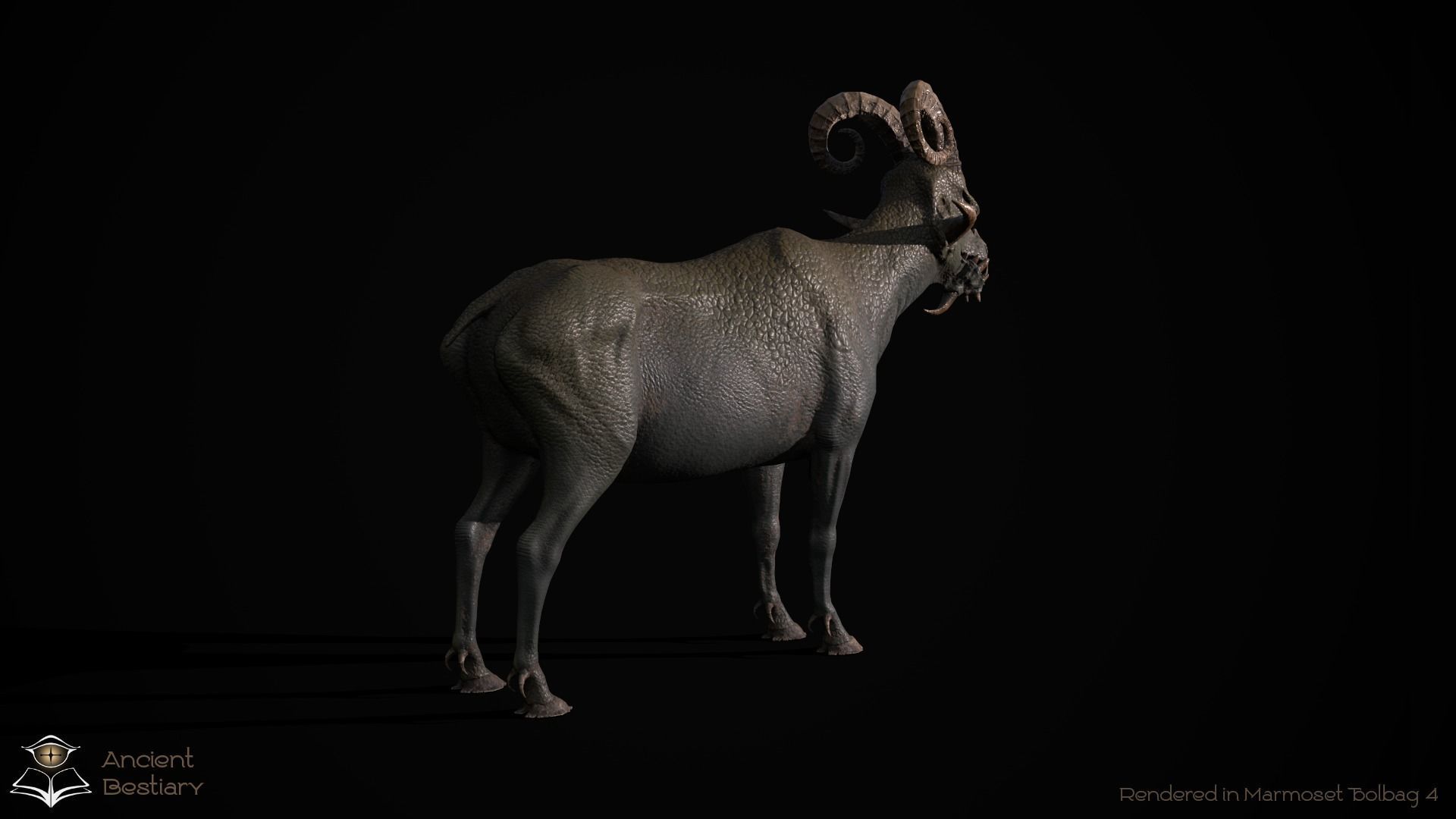 Fantasy Goat Low-poly 3D model_5