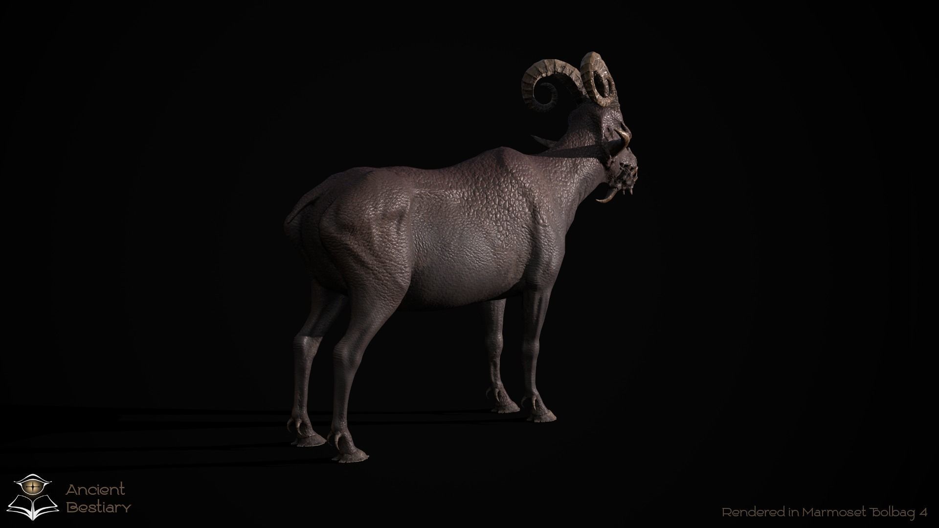 Fantasy Goat Low-poly 3D model_10