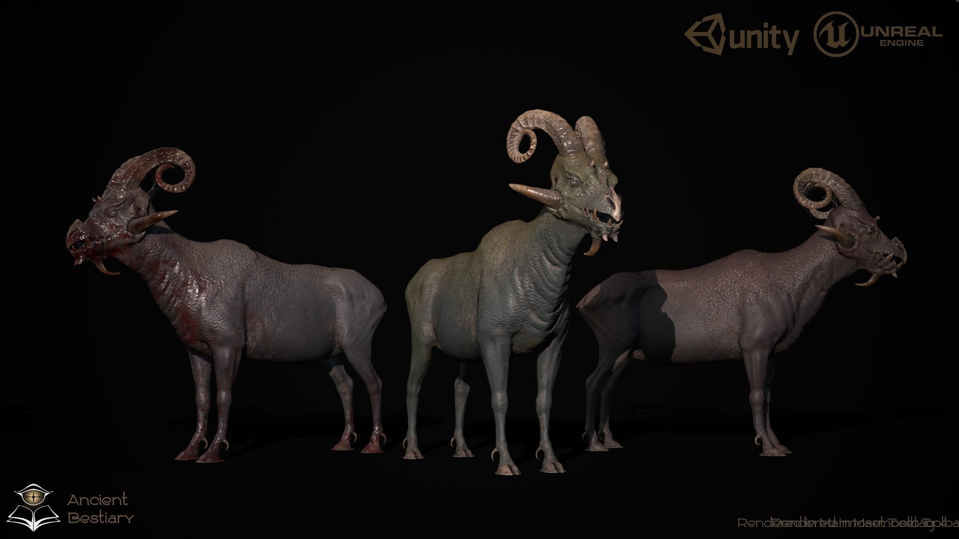 Fantasy Goat Low-poly 3D model_2