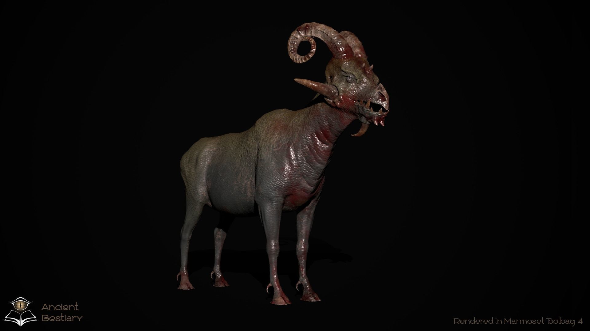 Fantasy Goat Low-poly 3D model_4