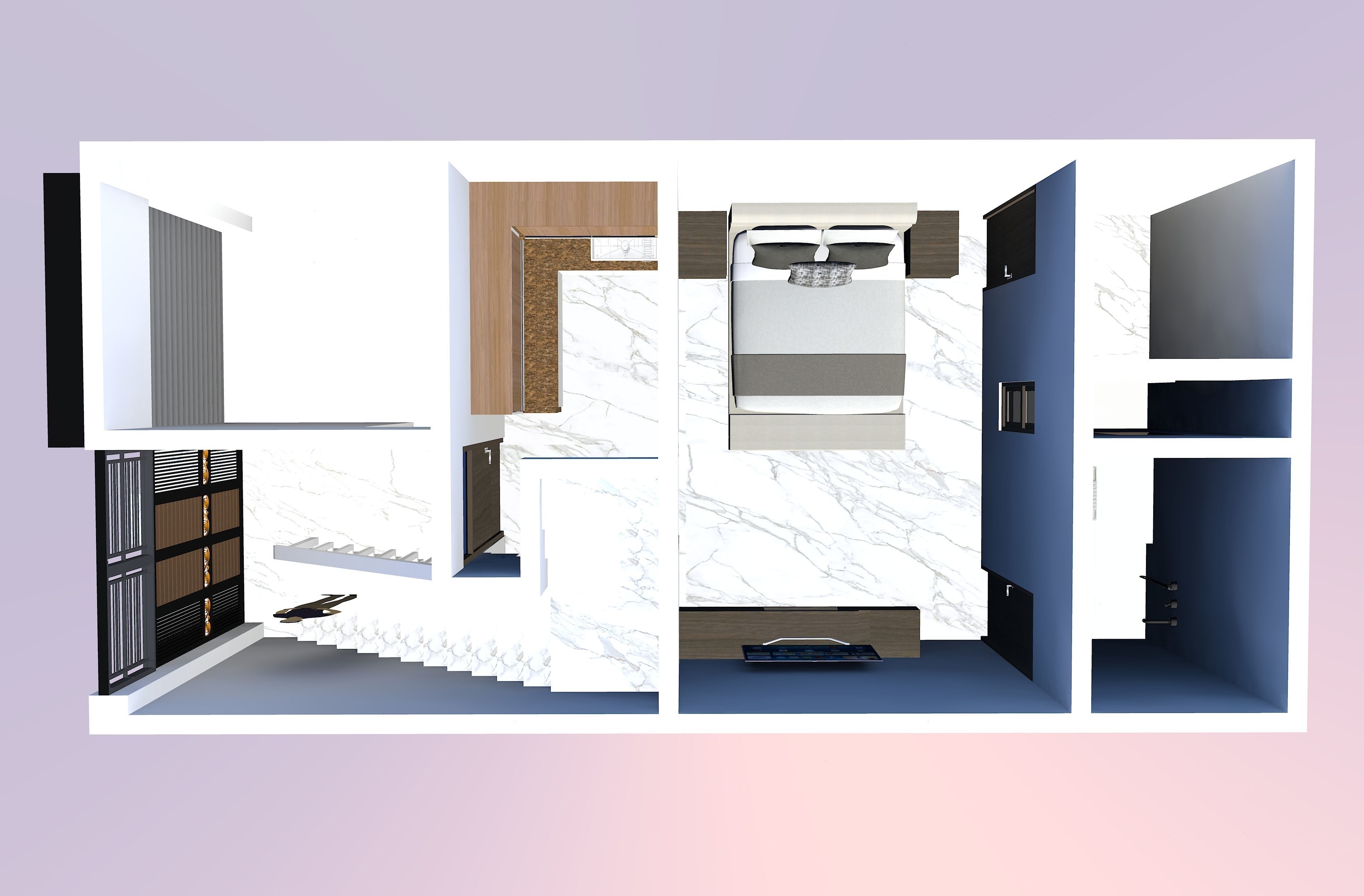 One Room Residence 15 feet X 31 feet 3D print model_3