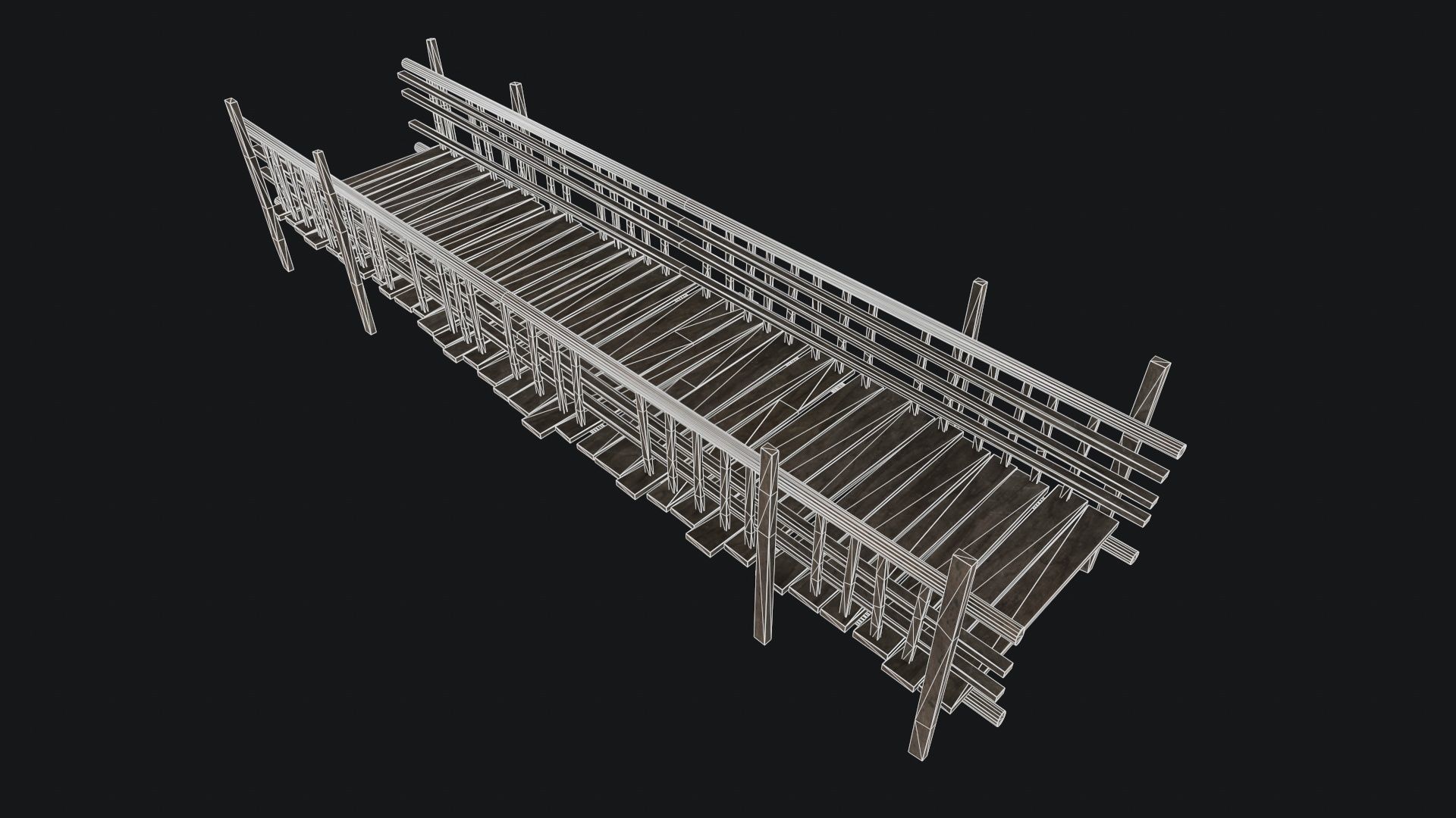 Old Wooden Bridge Low-poly 3D model_13
