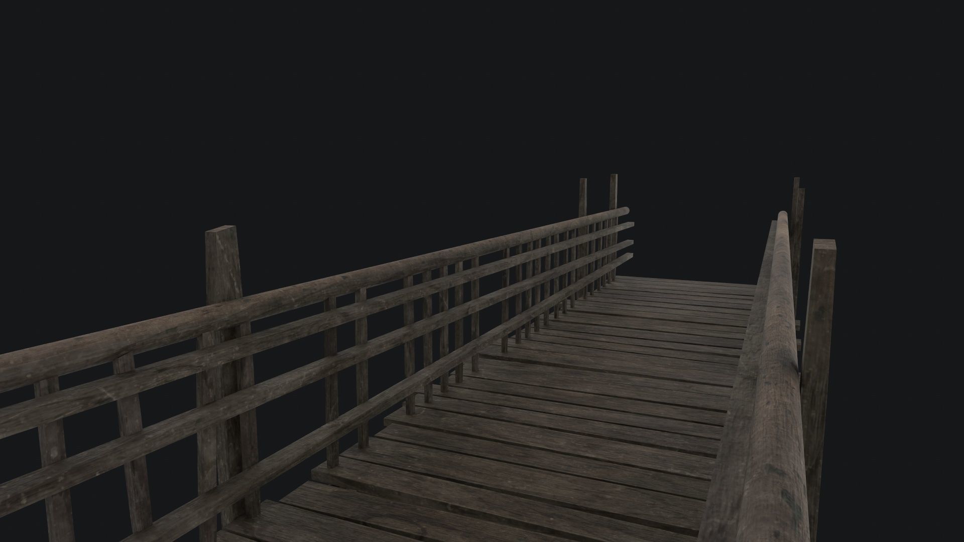 Old Wooden Bridge Low-poly 3D model_7
