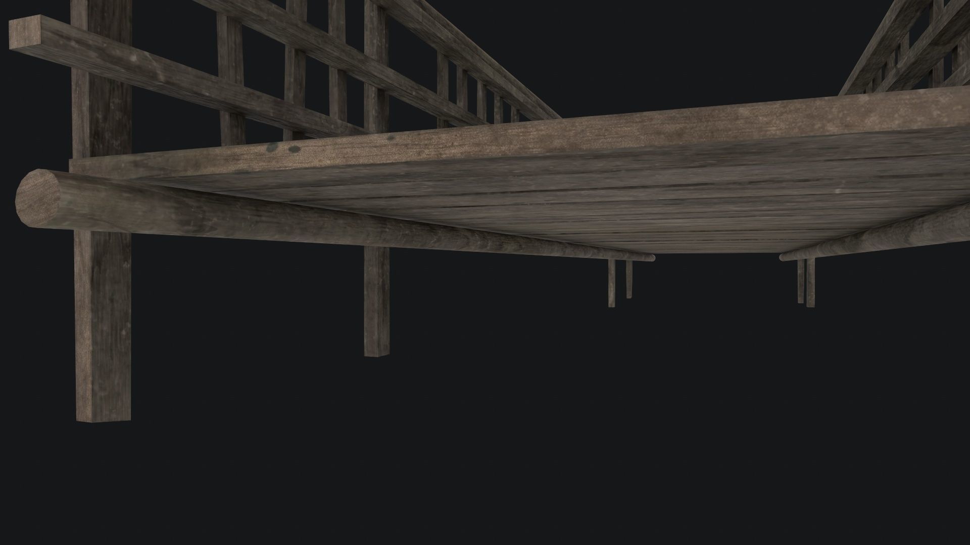 Old Wooden Bridge Low-poly 3D model_8